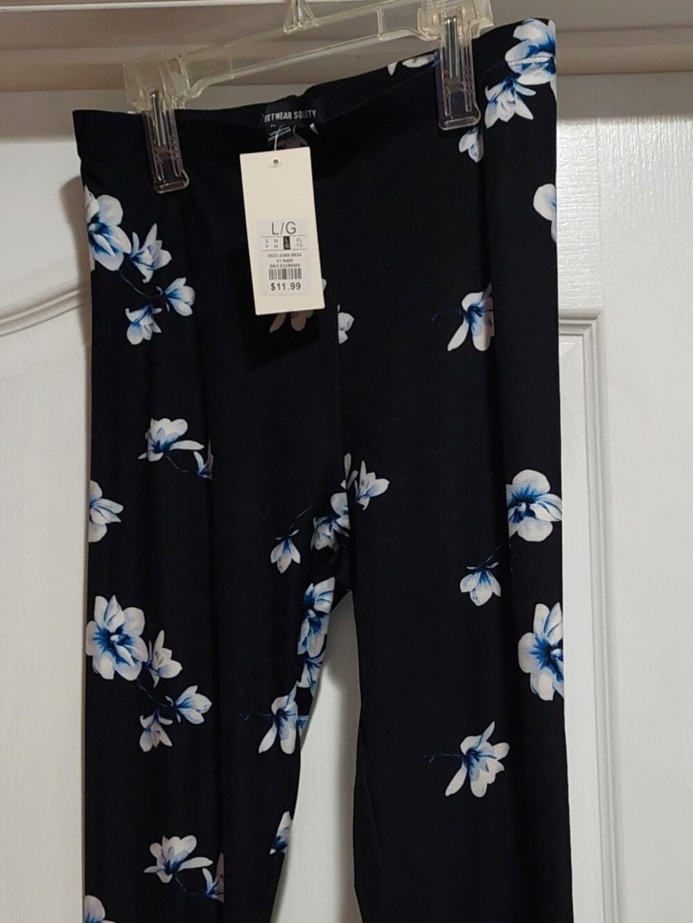 Blue Leggings with flowers by Streetwear Society Sz L